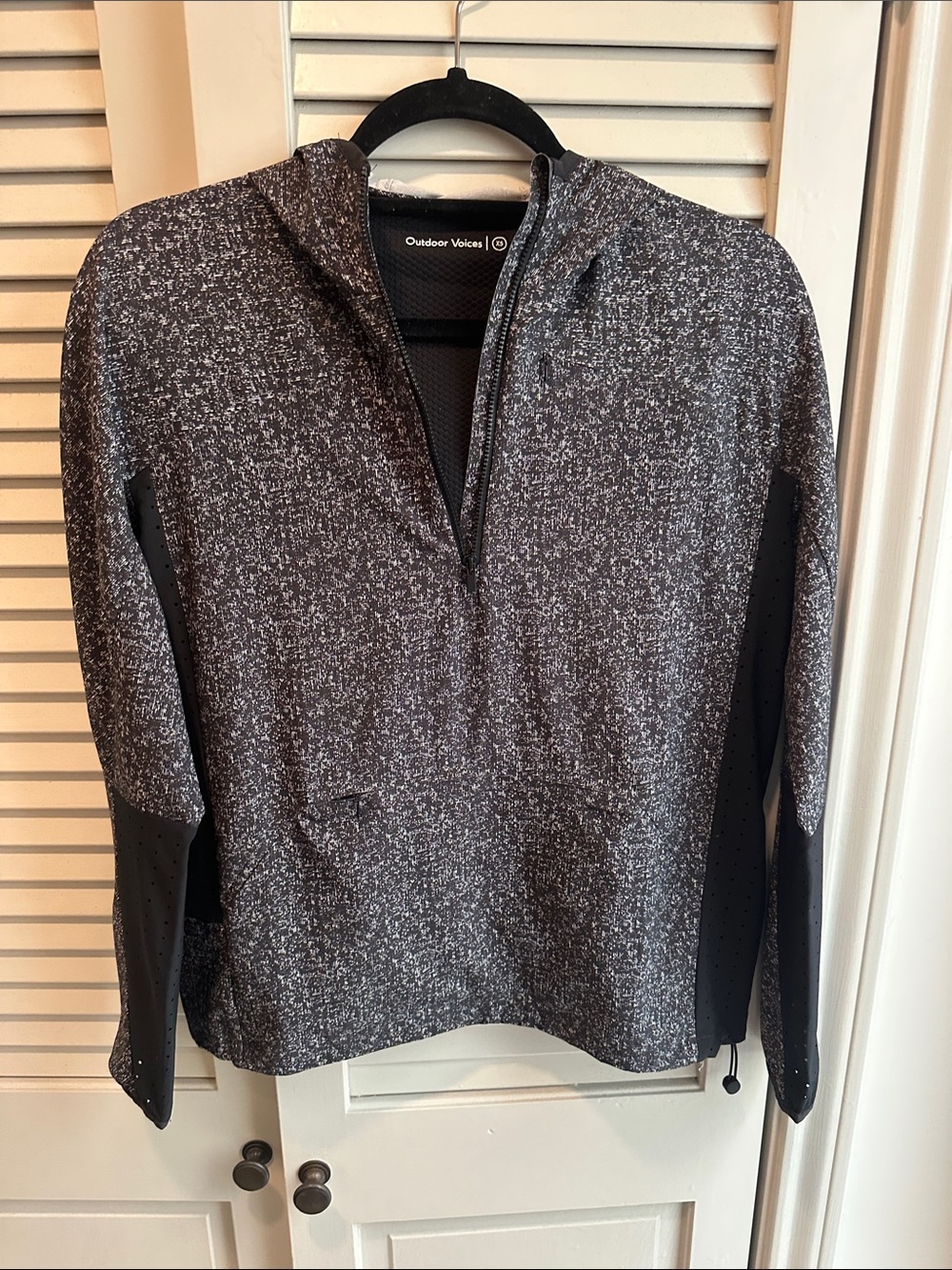 Outdoor Voices Black Speckled Half-Zip Hoodie Jacket